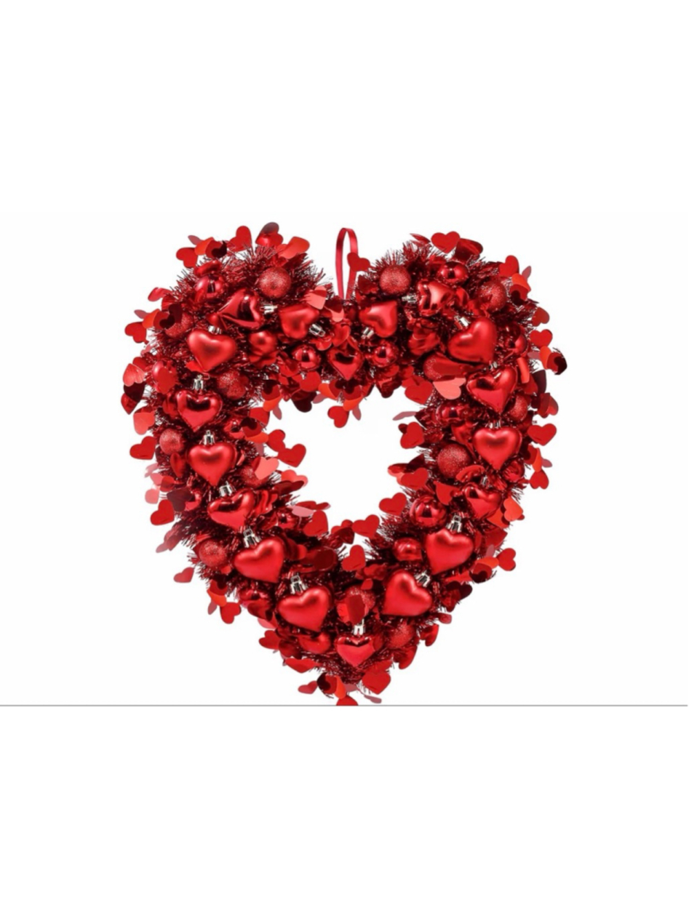 NEW Heart Shaped Wreath Valentine's Day Red Heart Lit Wedding 14.6”